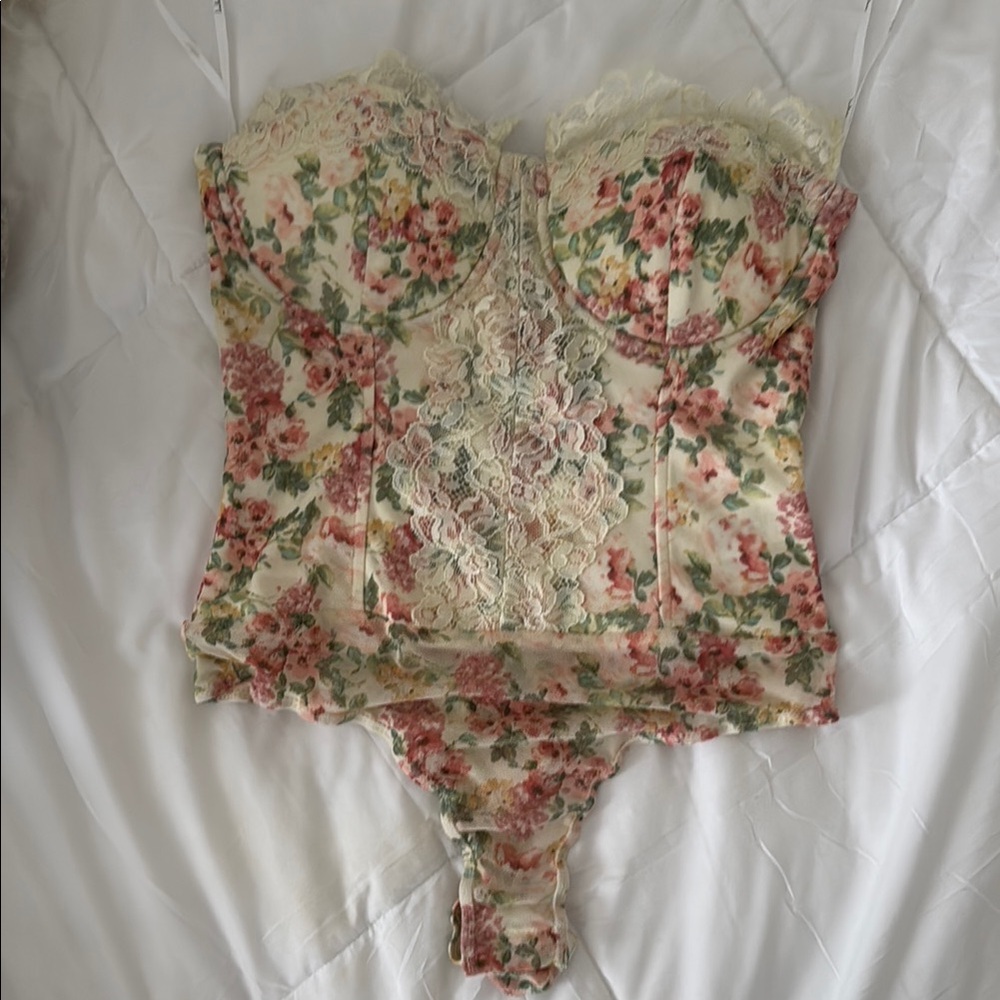 Lulus Floral Lace Bustier Bodysuit